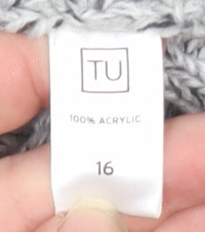 TU Women’s Grey Roll Neck Chunky Knit Acrylic Jumper Size 16
