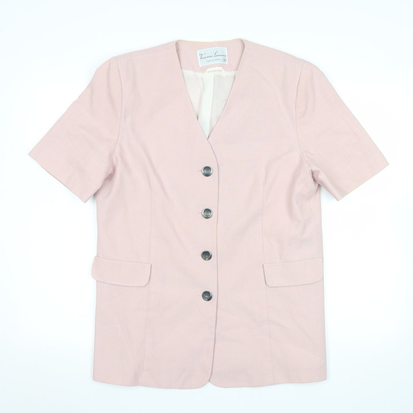 Vivienne Lawrence Women Pink Blouse Size 16 Classic V-Neck Work Top