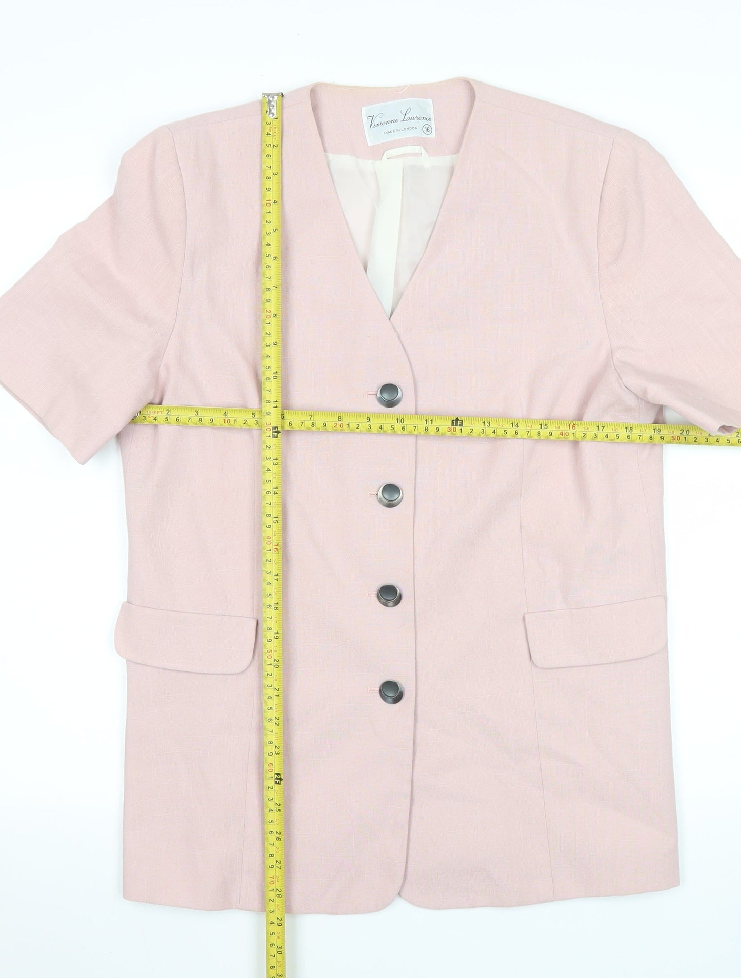 Vivienne Lawrence Women Pink Blouse Size 16 Classic V-Neck Work Top