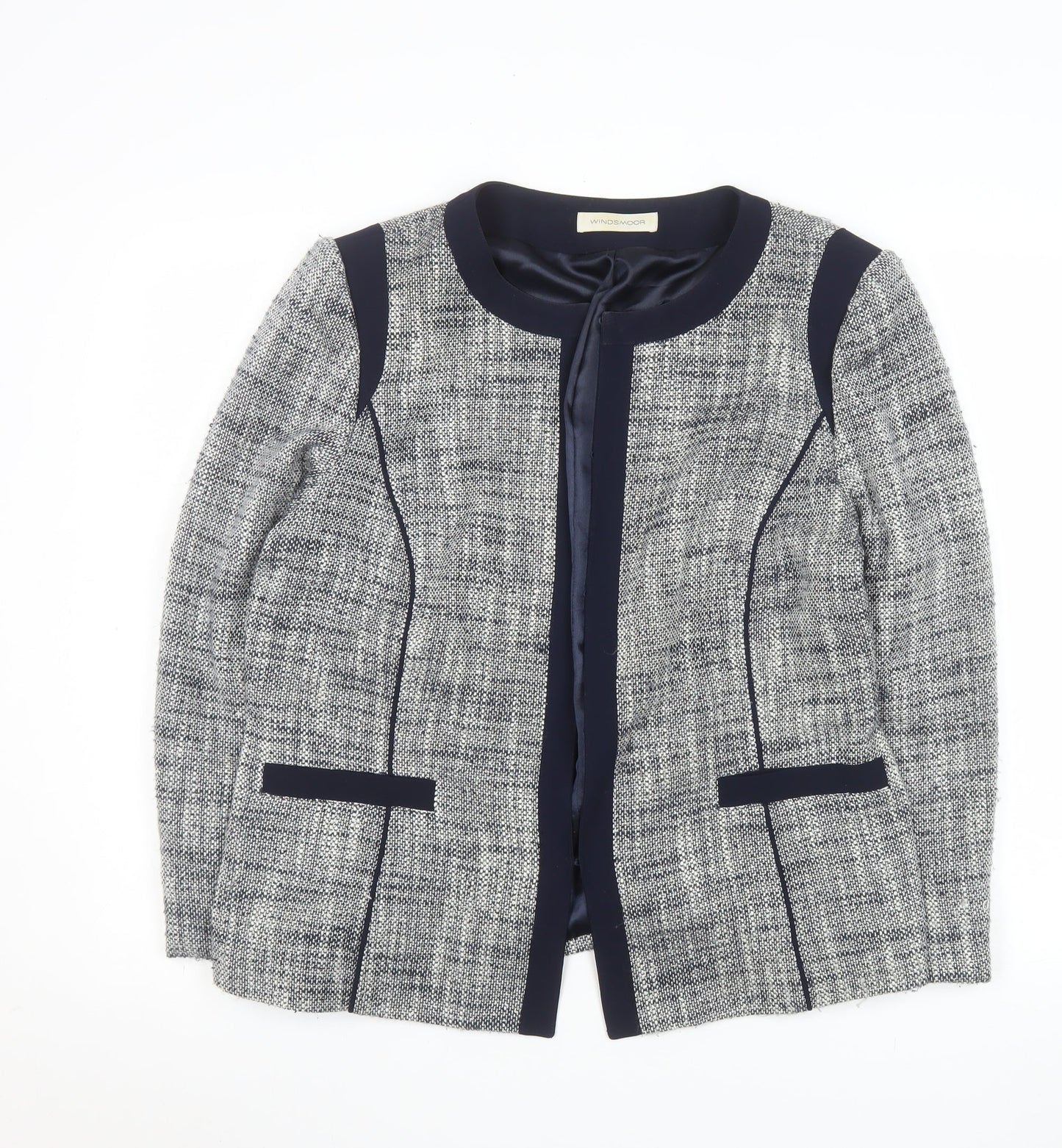 Windsmoor Women's Grey Size 16 Woven Acrylic Blend Regular Fit Blazer