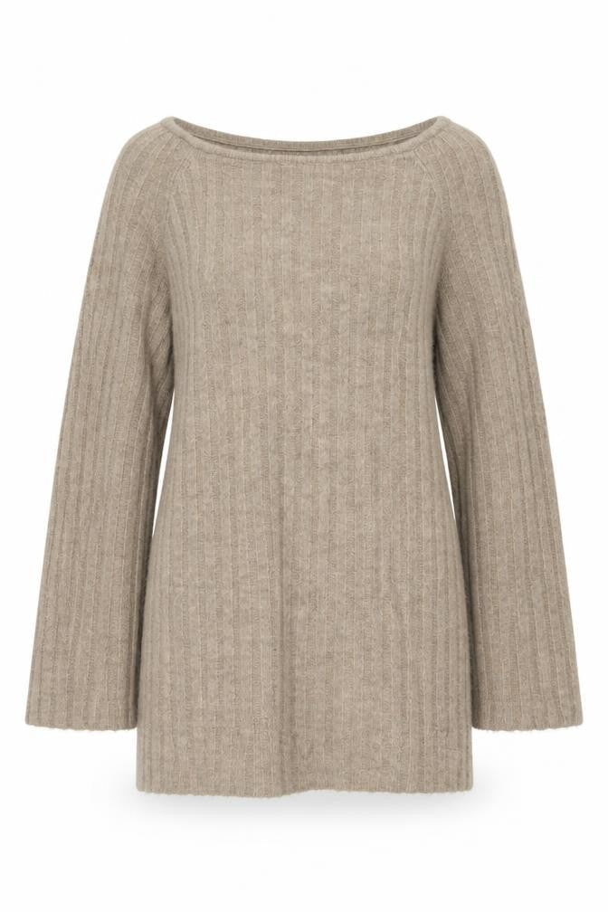 H&M Women’s Beige Ribbed Knit Pullover Jumper Size S 3/4 Sleeve