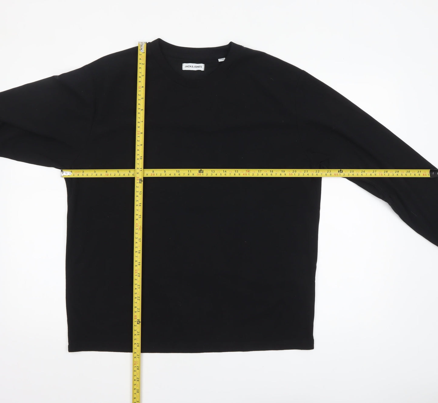 Jack & Jones Men's Black Long Sleeve Crew Neck Top Size M