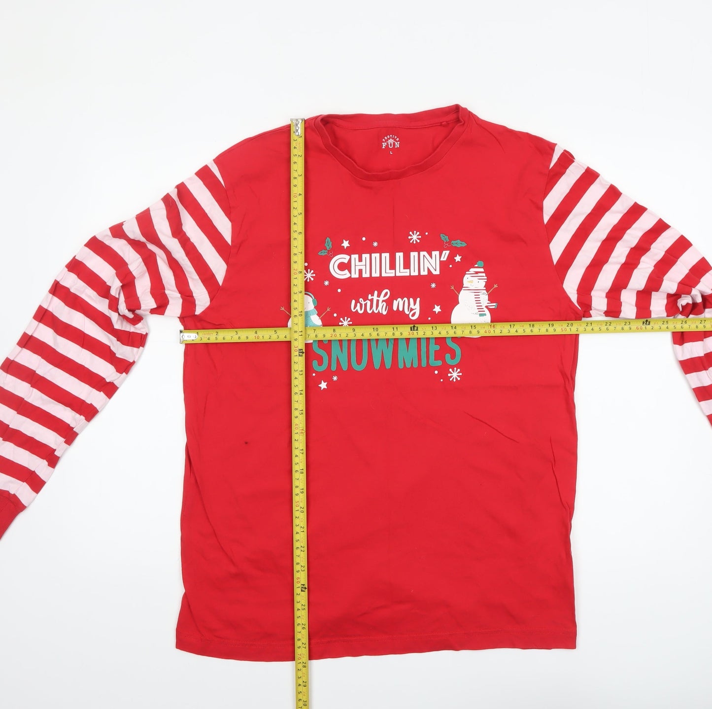 Festive Fun Men's Red Christmas Pyjama Top L Long Sleeve Cotton