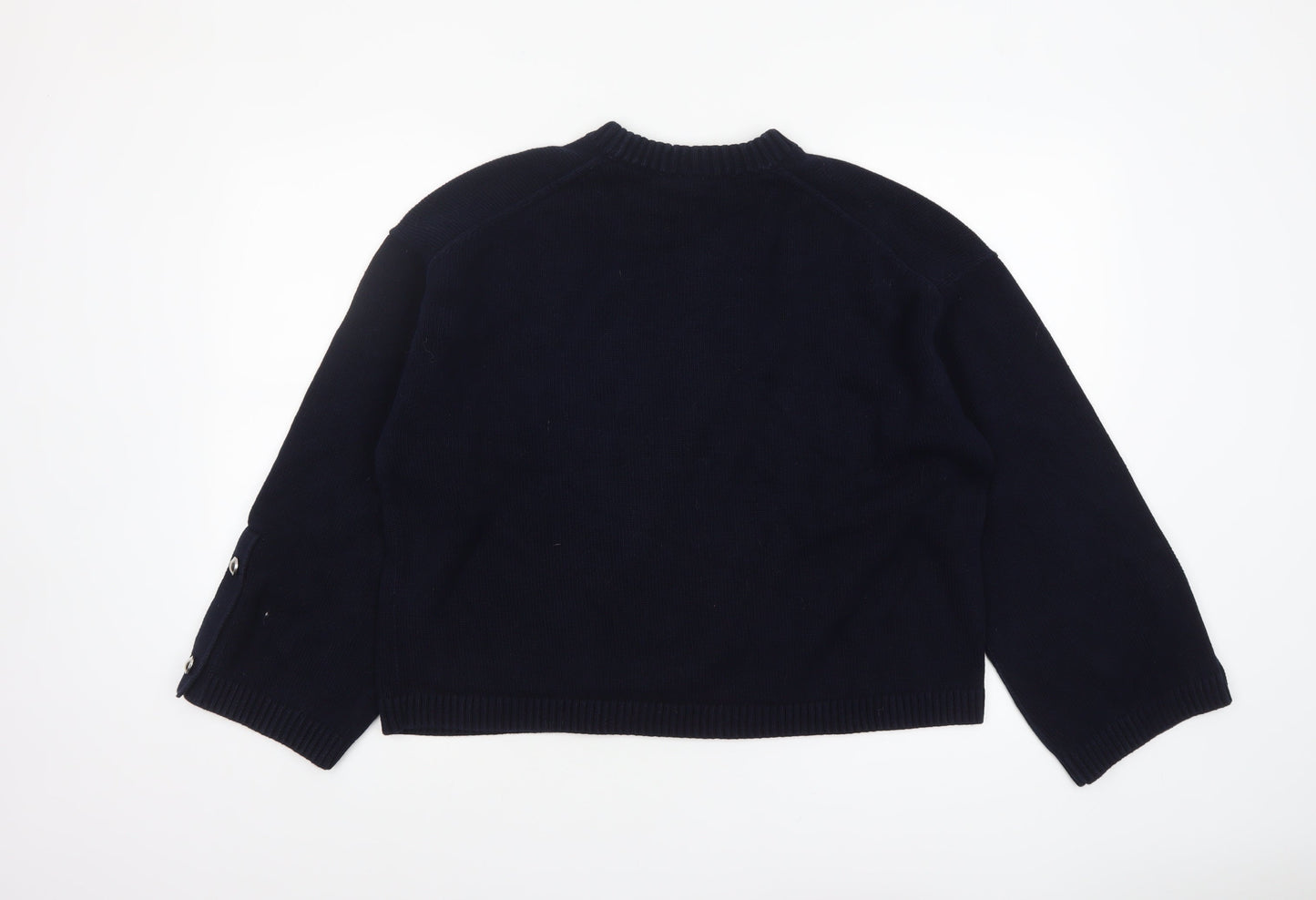 Arket Women's Black Cotton Crew Neck Raglan Long Sleeve Jumper Size 12