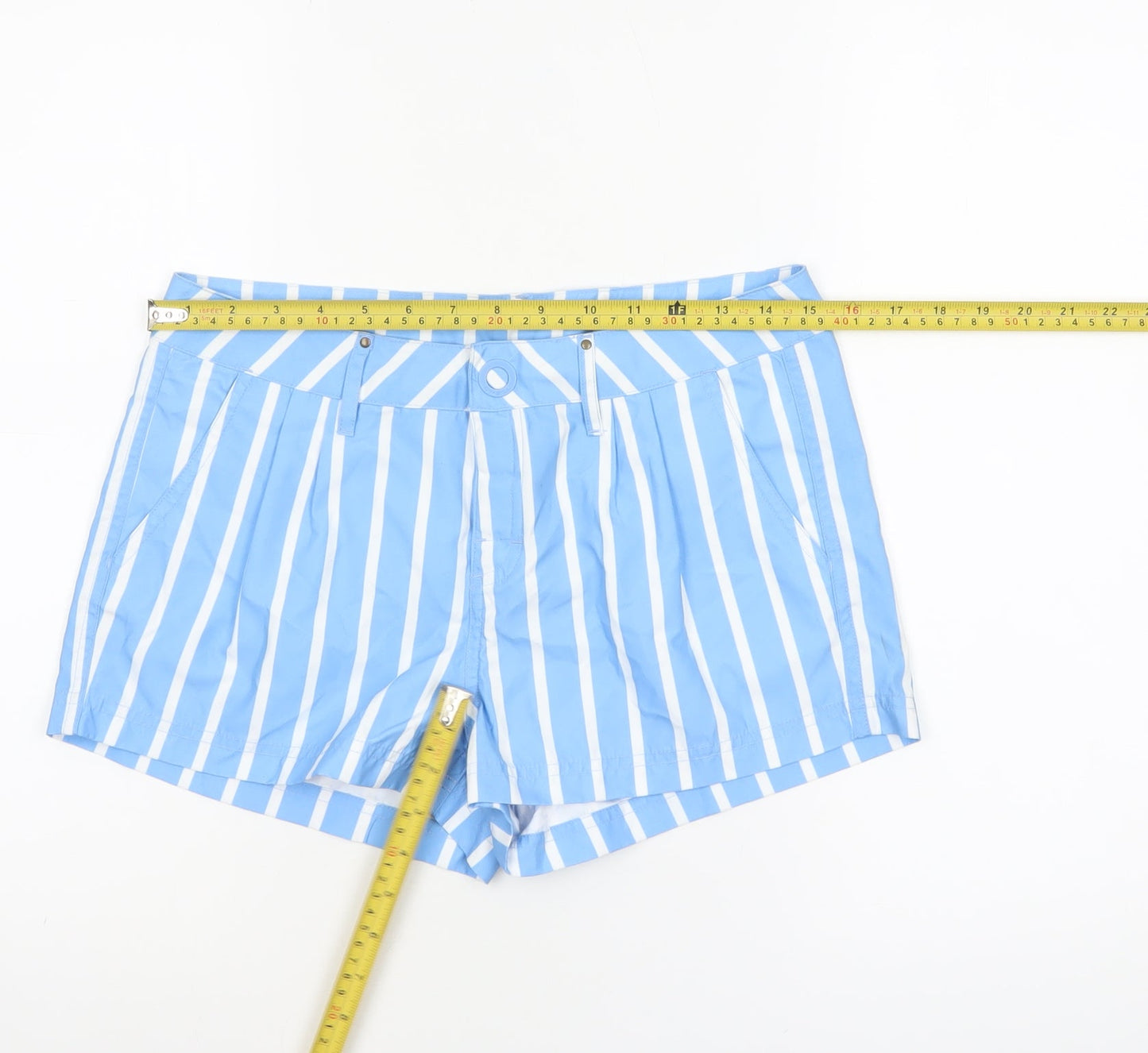 O'Neill Women's Blue Striped Chino Shorts Size 8 Polyester Summer
