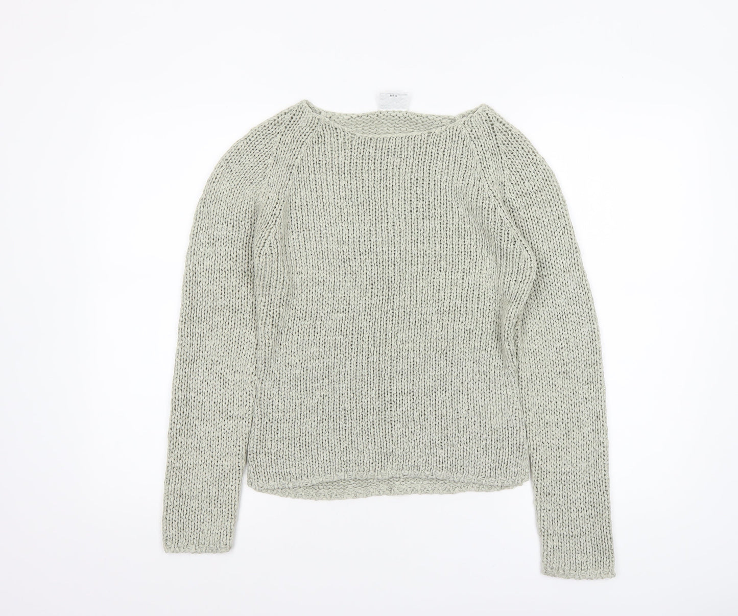Next Women Beige Chunky Knit Crew Neck Pullover Jumper Size 8