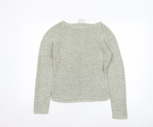 Next Women Beige Chunky Knit Crew Neck Pullover Jumper Size 8