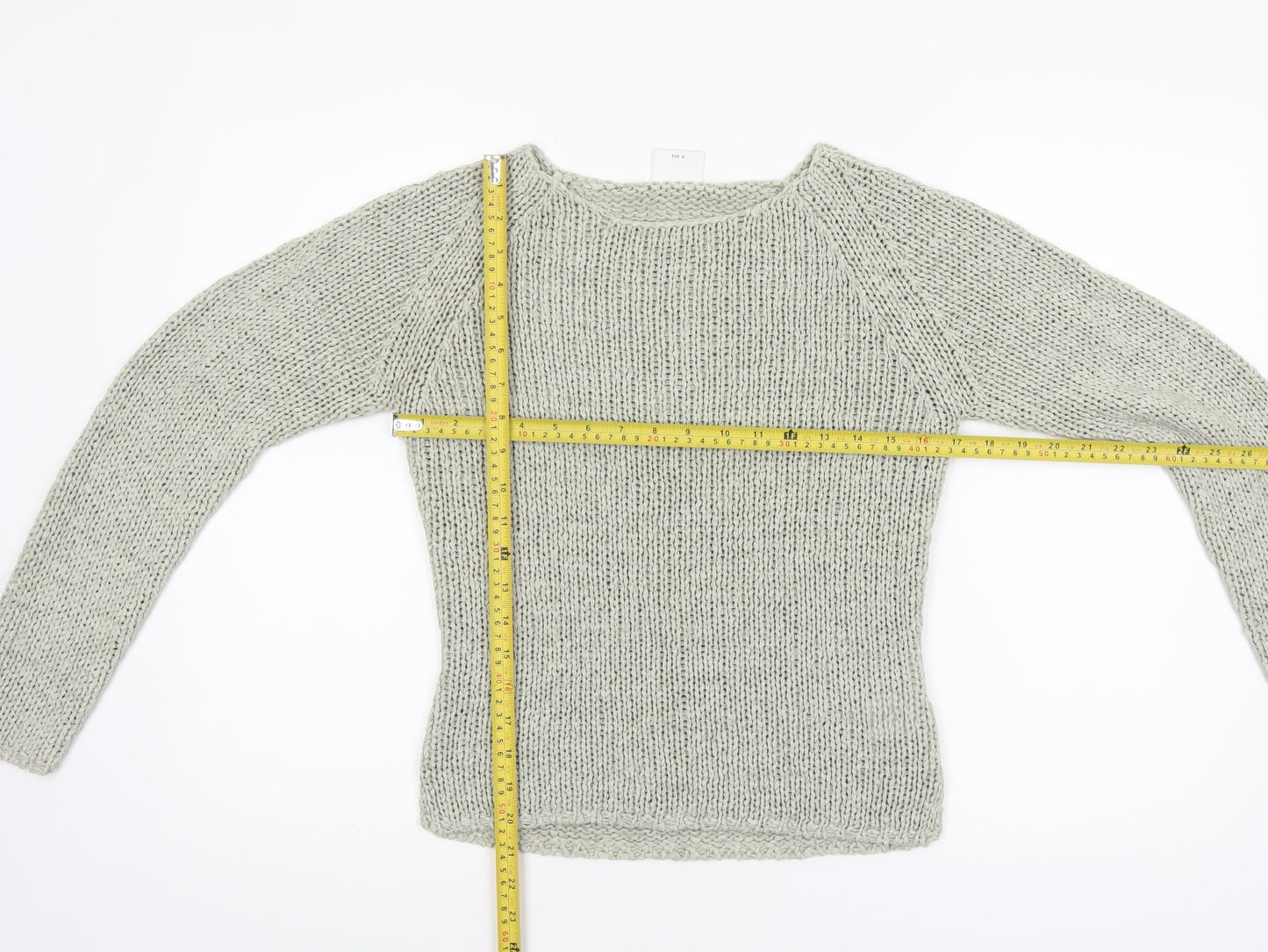 Next Women Beige Chunky Knit Crew Neck Pullover Jumper Size 8