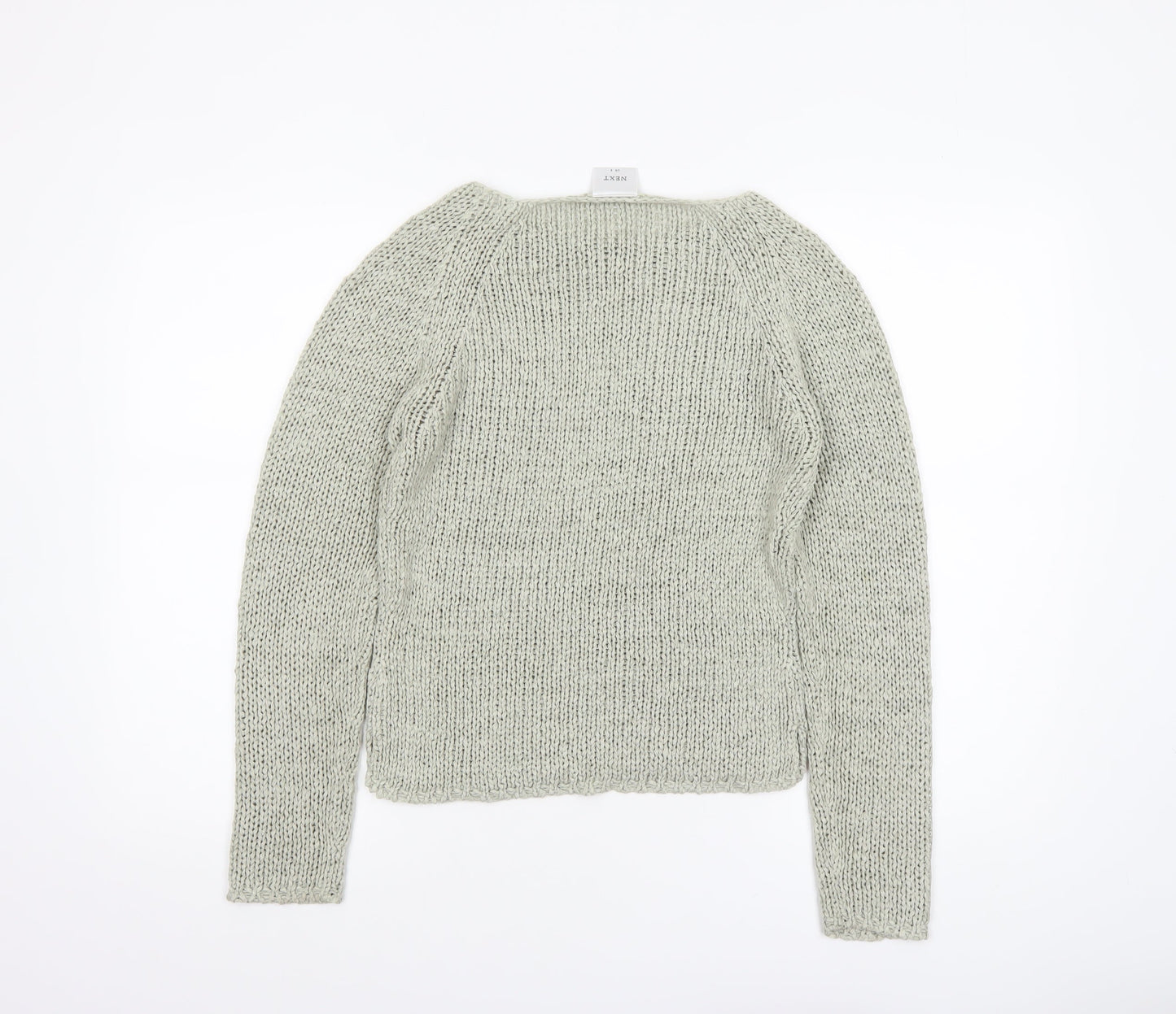 Next Women Beige Chunky Knit Crew Neck Pullover Jumper Size 8