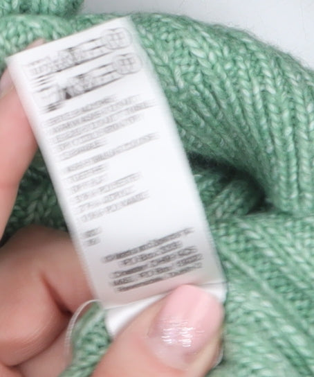Marks and Spencer Women's Green Wool Blend Ribbed Crew Neck Jumper Size S