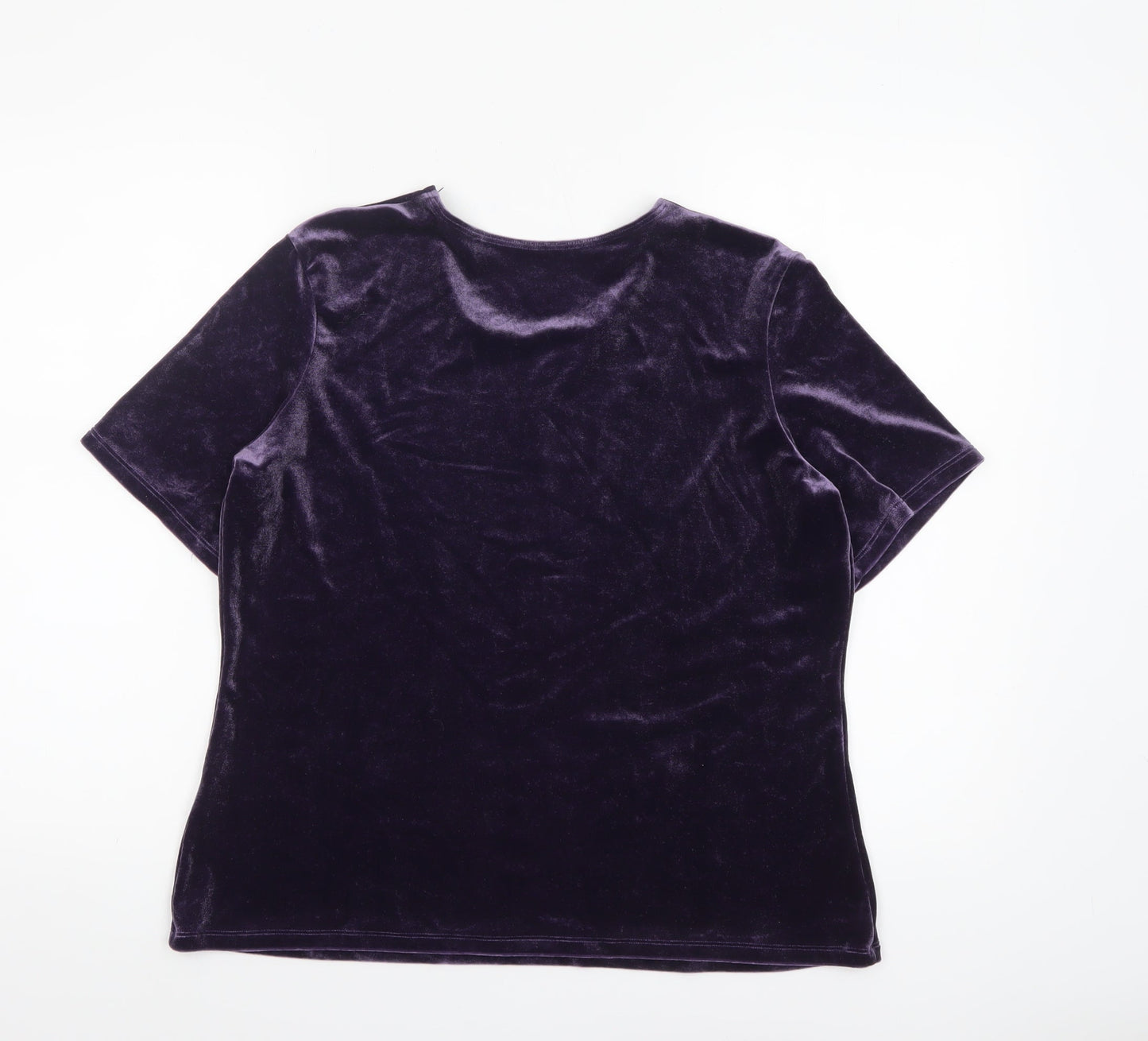 Marks and Spencer Women’s Purple Velvet Short Sleeve Top UK 18