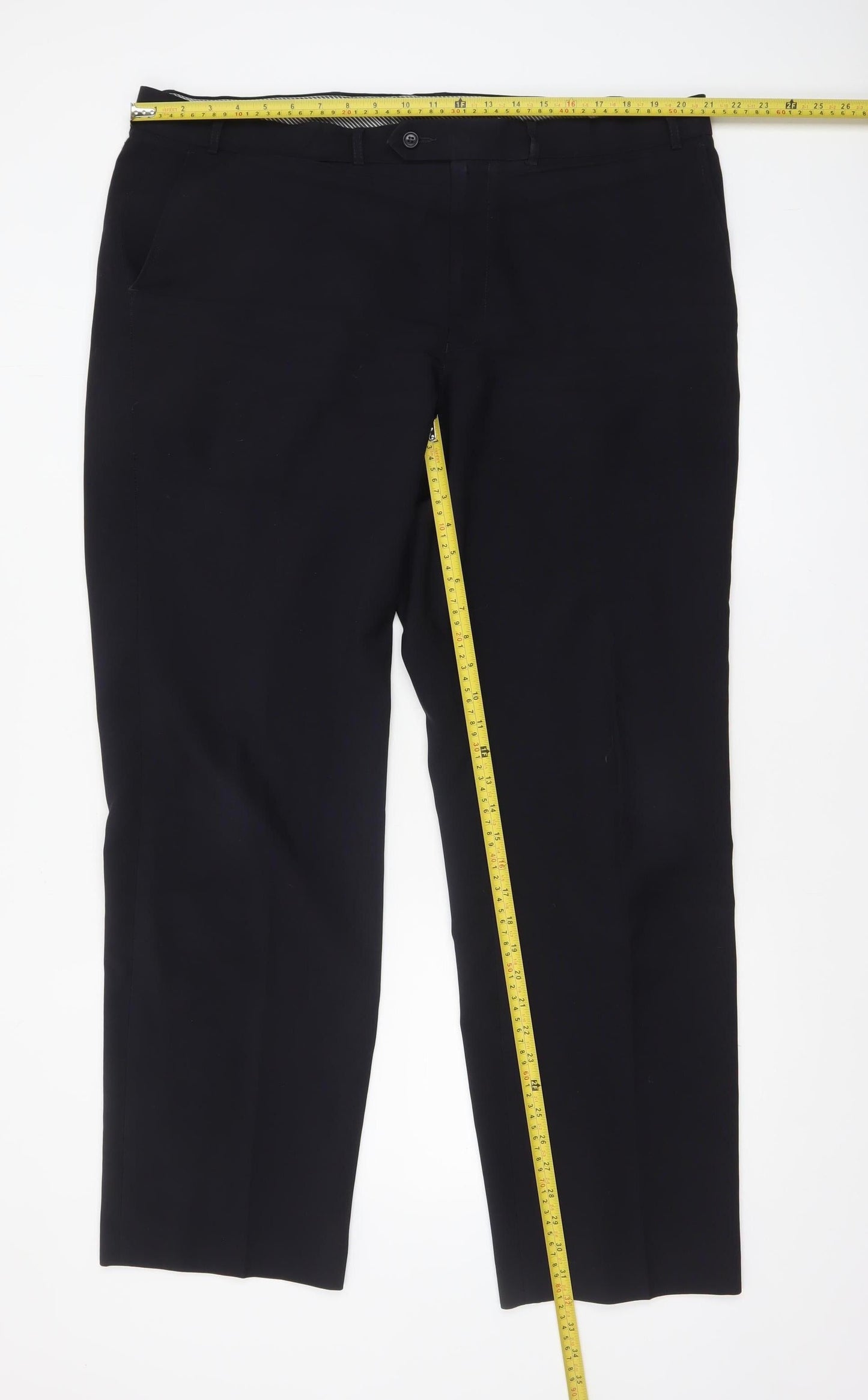 Marks and Spencer Men’s Navy Blue 42W 33L Regular Fit Dress Trousers