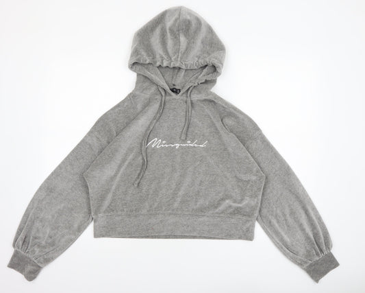 Missguided Women Grey UK 8 Pullover Hoodie with Logo Print