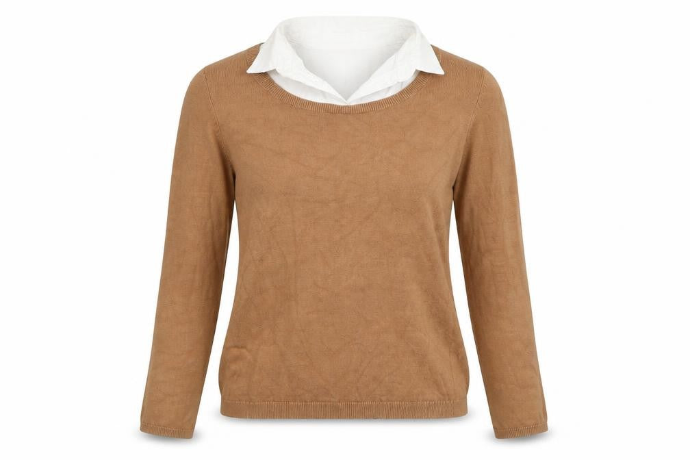 Dorothy Perkins Women Brown Crew Neck Knit Pullover Jumper Size 8