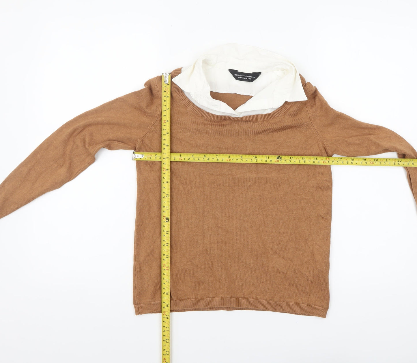 Dorothy Perkins Women Brown Crew Neck Knit Pullover Jumper Size 8