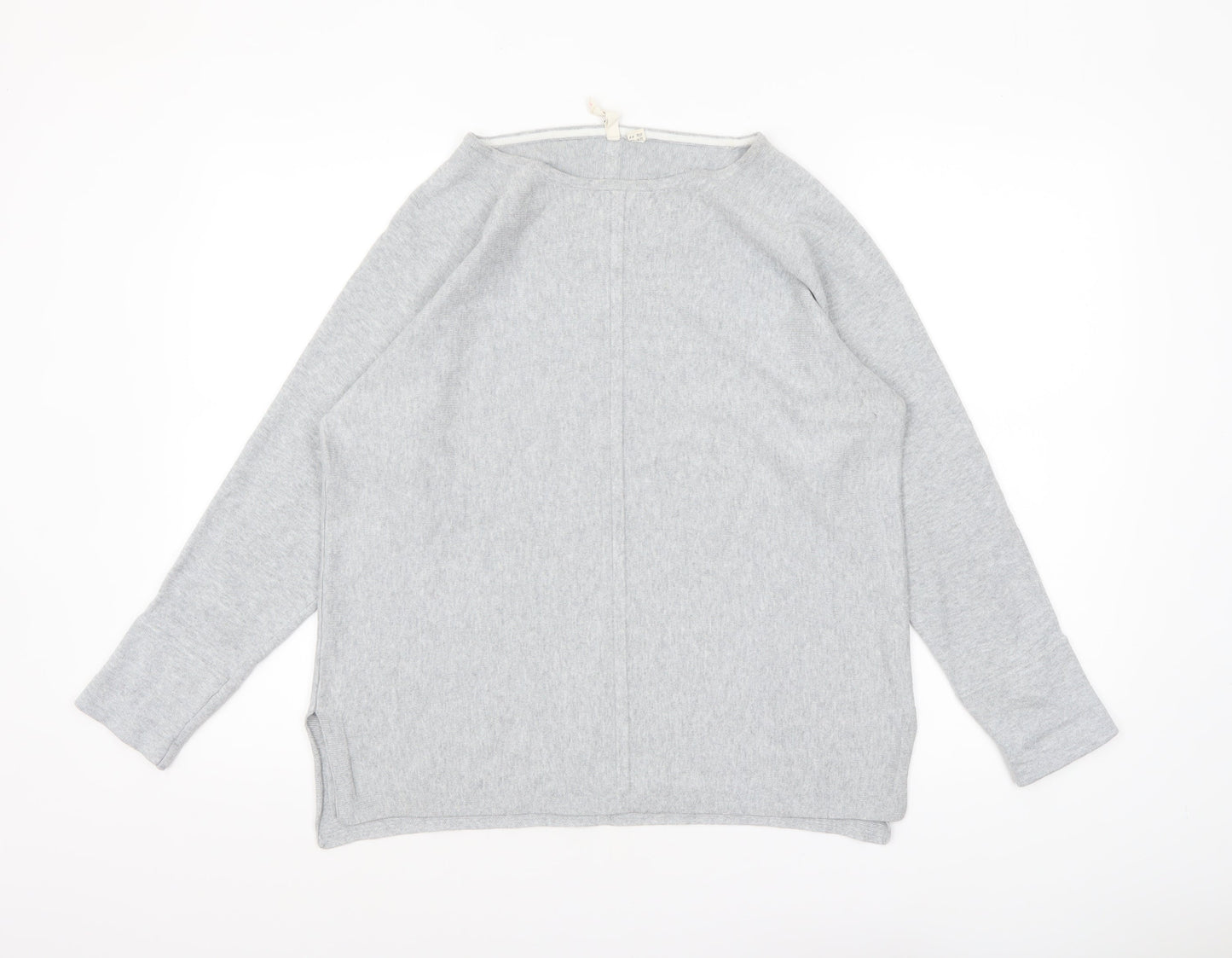 White Stuff Womens Grey Long Sleeve Boat Neck Jersey Top UK 16