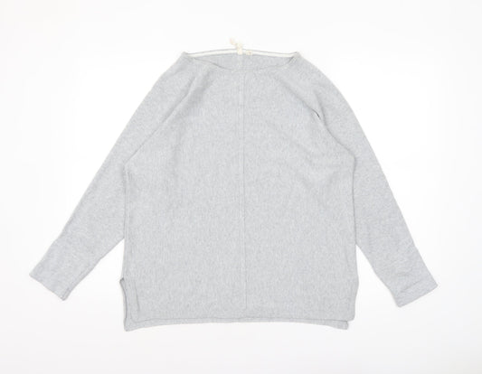 White Stuff Womens Grey Long Sleeve Boat Neck Jersey Top UK 16