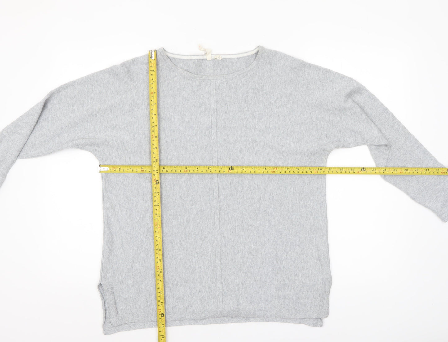 White Stuff Womens Grey Long Sleeve Boat Neck Jersey Top UK 16
