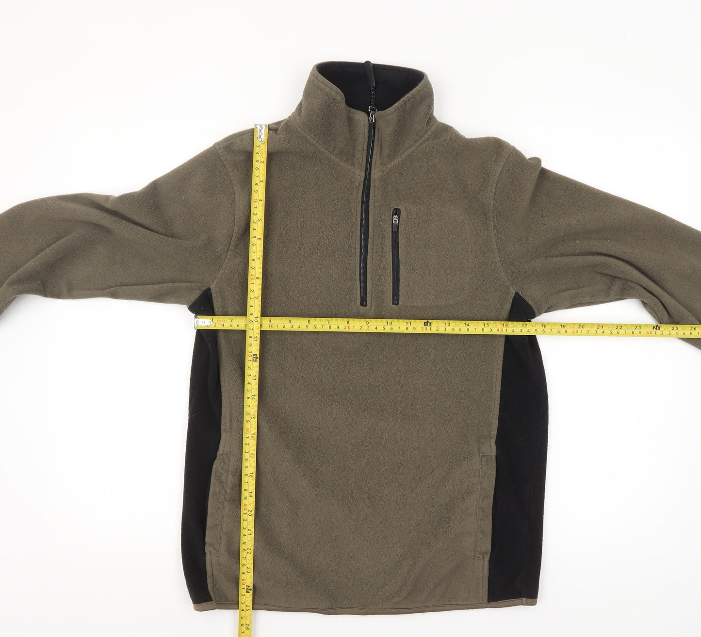 Cedar Wood State Mens Brown Fleece 1/4 Zip Pullover Sweatshirt M