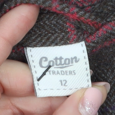 Cotton Traders Women’s Brown Check Wool Blend Blazer Size 12 Classic Fit