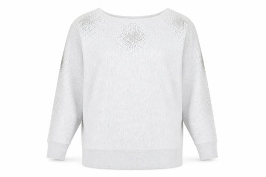 Monsoon Women’s Grey Beaded Knit Boat Neck Jumper Size M