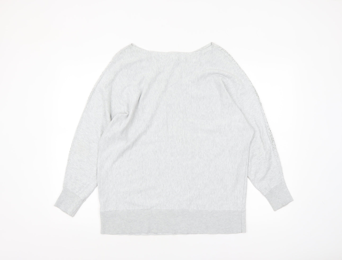 Monsoon Women’s Grey Beaded Knit Boat Neck Jumper Size M