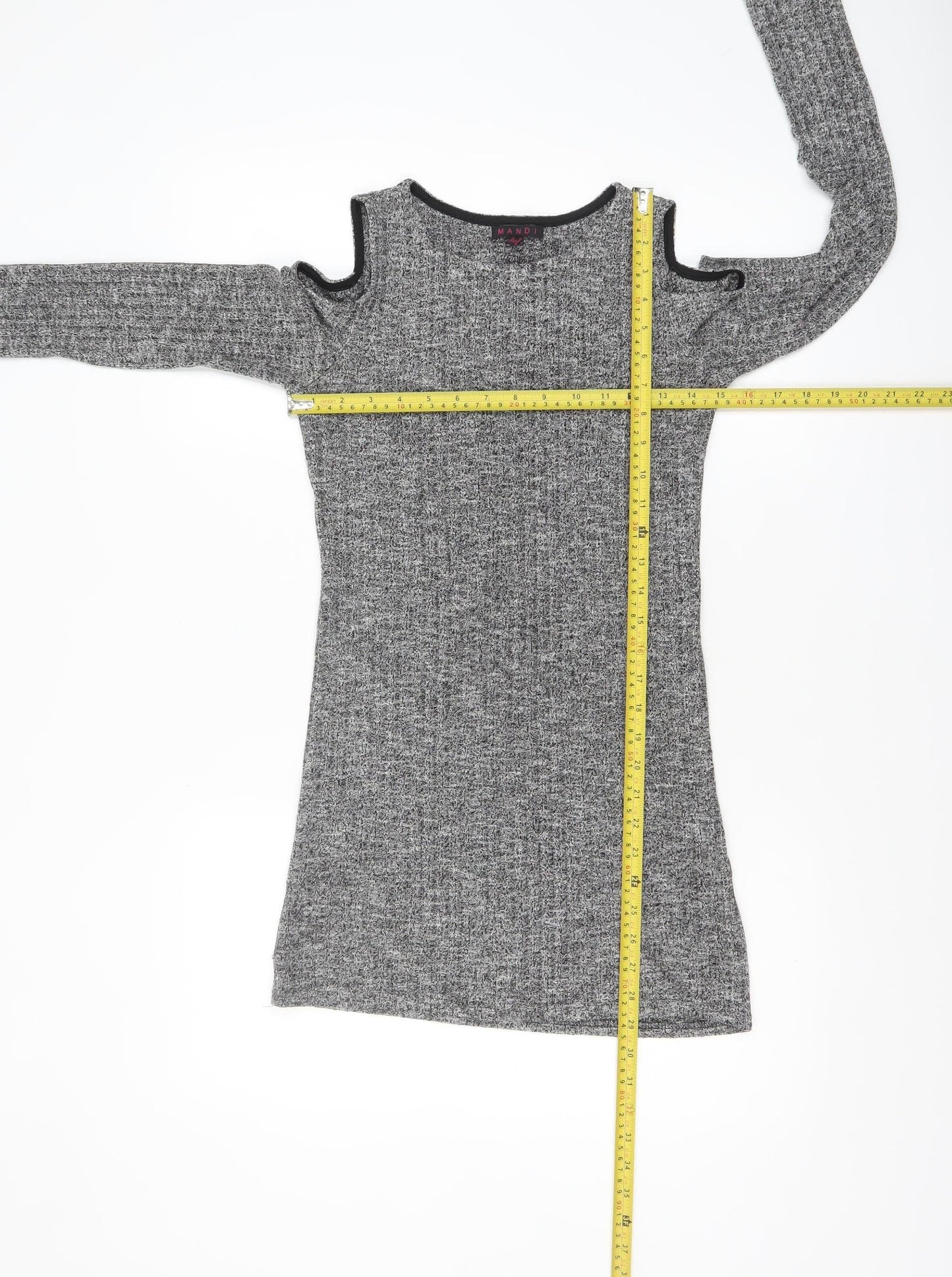 Mandi Women Grey Size 10 Cold Shoulder Knit Bodycon Dress
