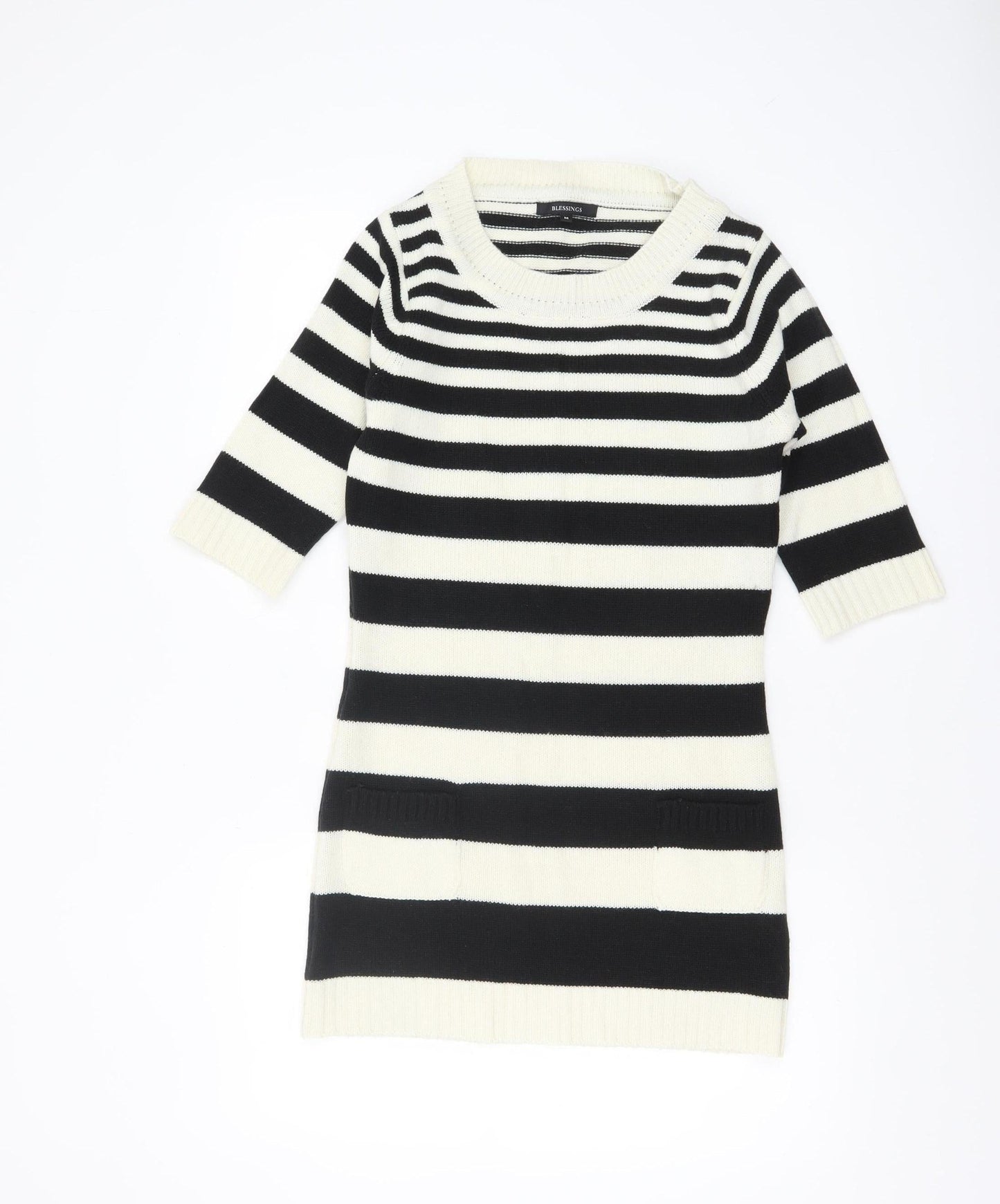 Blessings Women's Black Striped Knit Tunic Jumper M