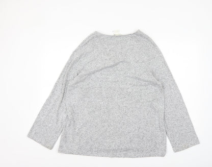 H&M Women’s Grey V-Neck Pullover Jumper Size 12 Lightweight Knit