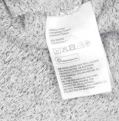 H&M Women’s Grey V-Neck Pullover Jumper Size 12 Lightweight Knit