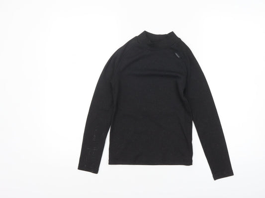 Decathlon Boys Black Long Sleeve Mock Neck Sports T-Shirt 10 Years