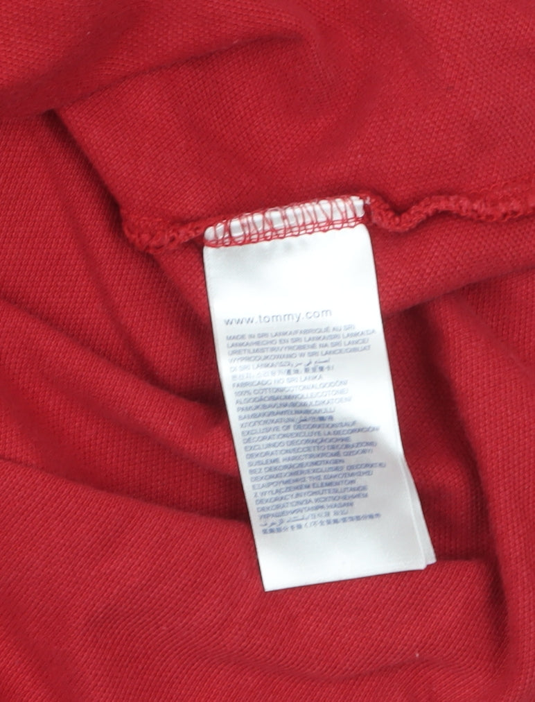 Hilfiger Denim Men's Red Cotton Polo Shirt L Short Sleeve Classic