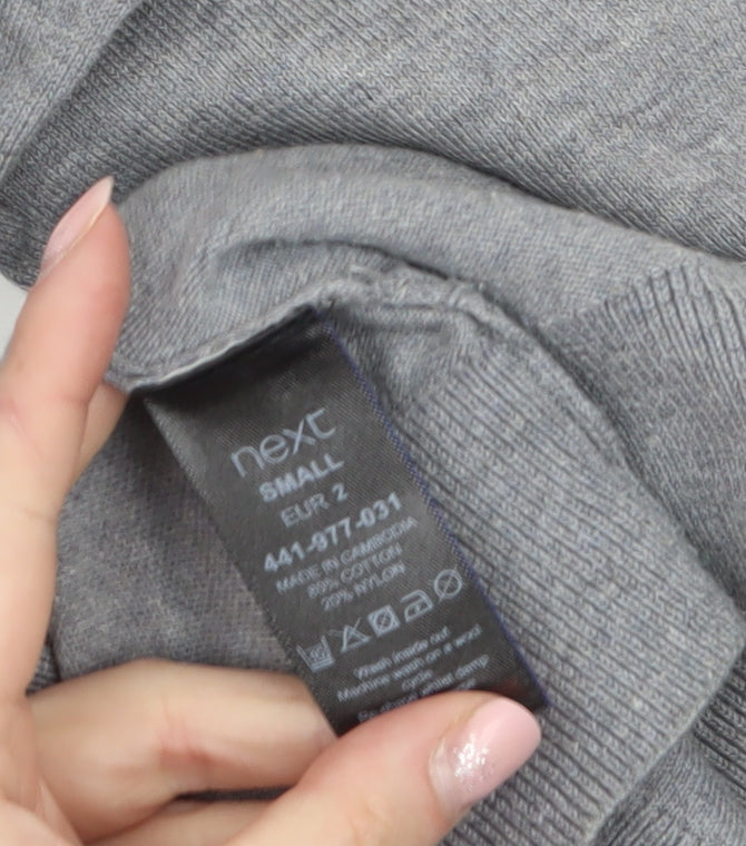 Next Men's Grey Cotton V-Neck Button Cardigan Small