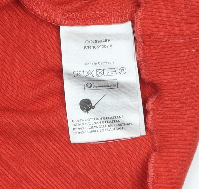 Monki Women’s Red Long Sleeve Slim Fit Boat Neck Top XS