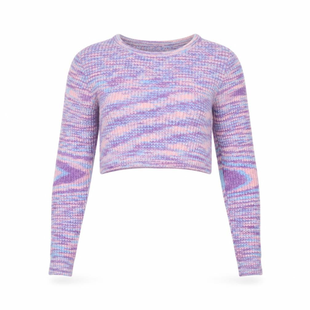 Motel Women’s Multicoloured Knit Crop Jumper XS Crew Neck Pullover