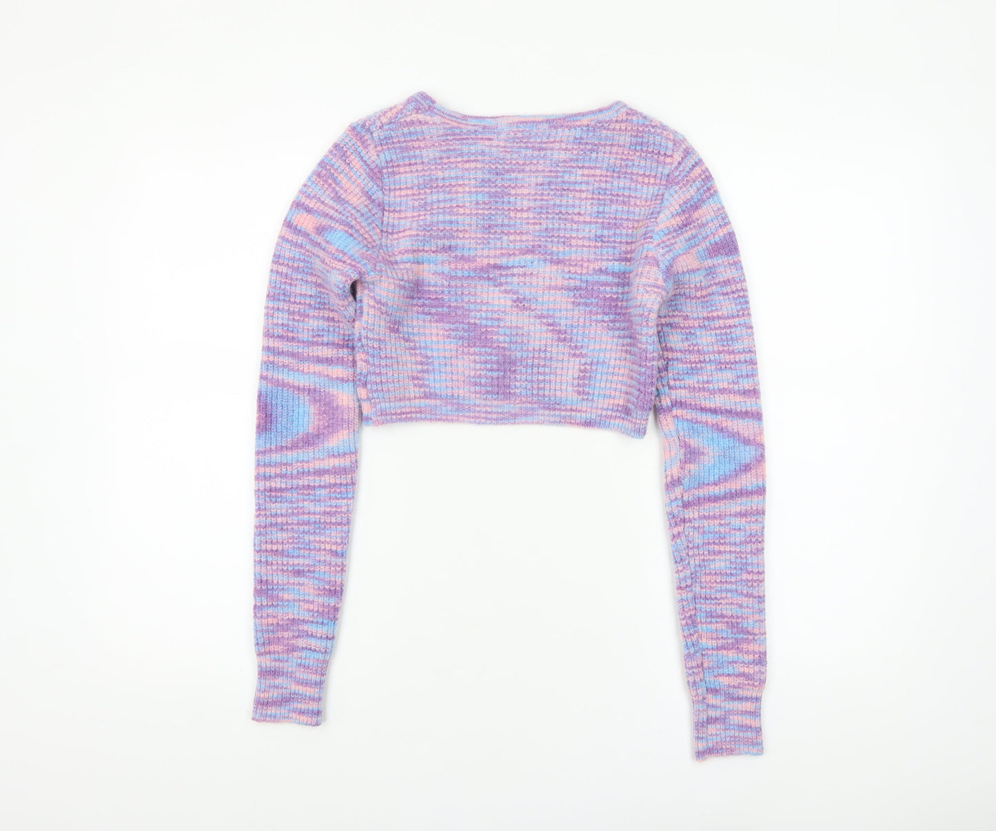 Motel Women’s Multicoloured Knit Crop Jumper XS Crew Neck Pullover