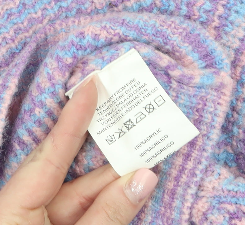 Motel Women’s Multicoloured Knit Crop Jumper XS Crew Neck Pullover