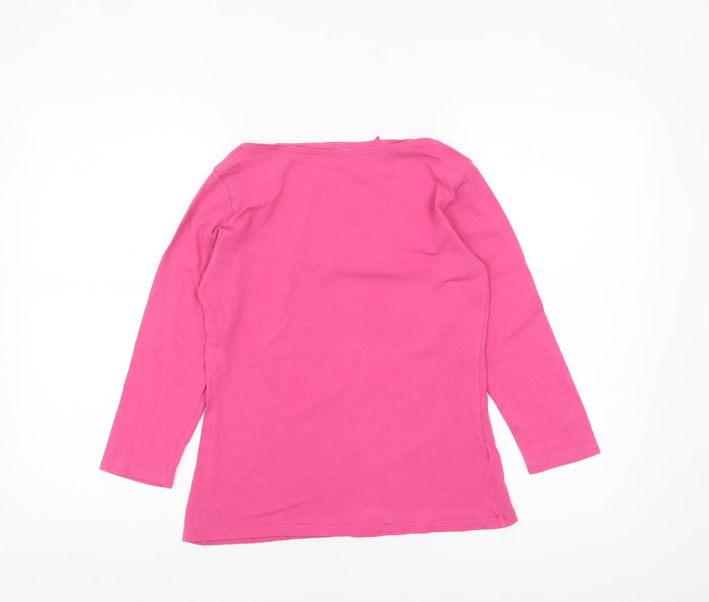 Marks and Spencer Womens Pink Size 12 Cotton 3/4 Sleeve T-Shirt