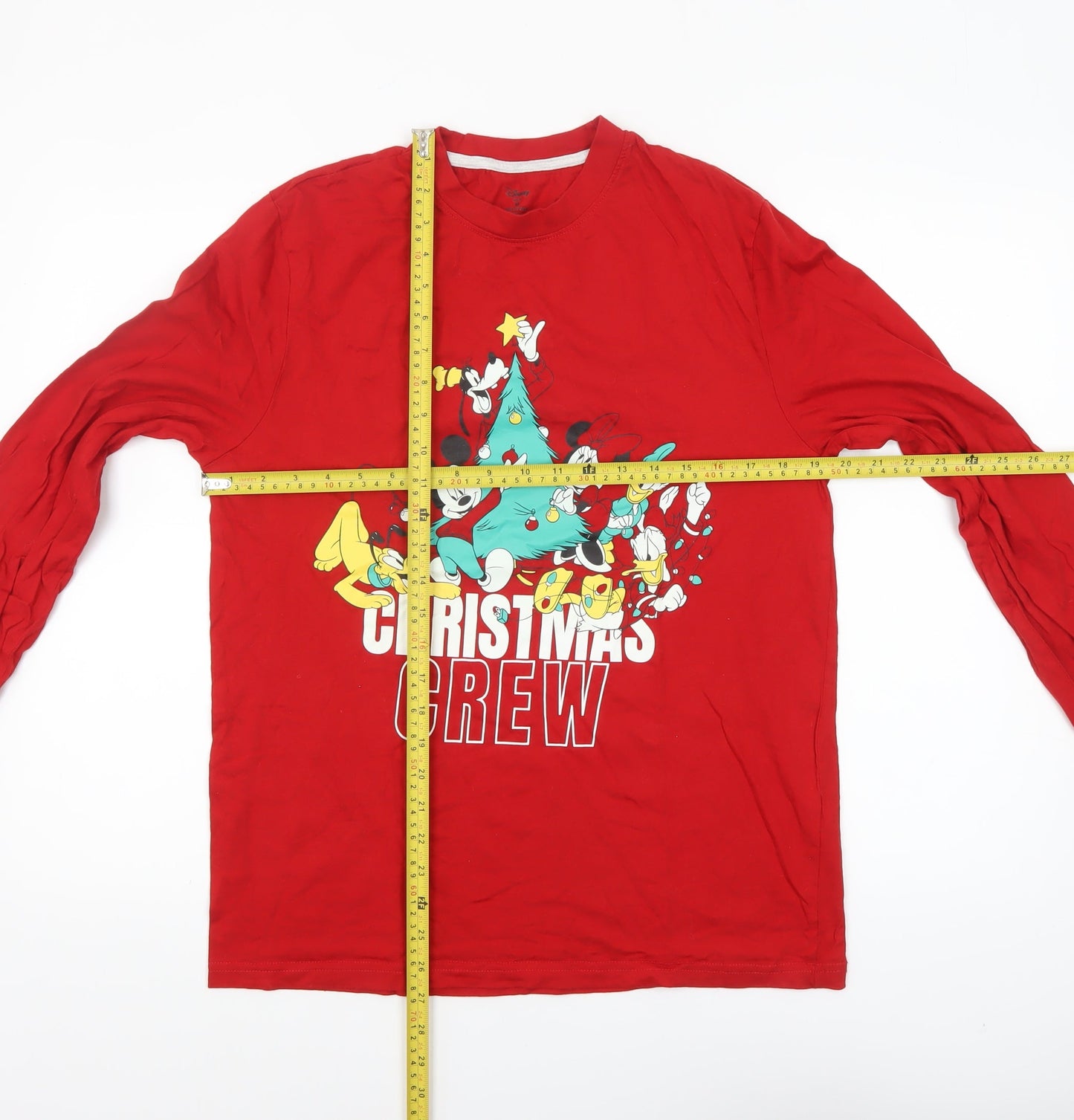 Disney Men's Red Christmas Crew Long Sleeve Pyjama Top M