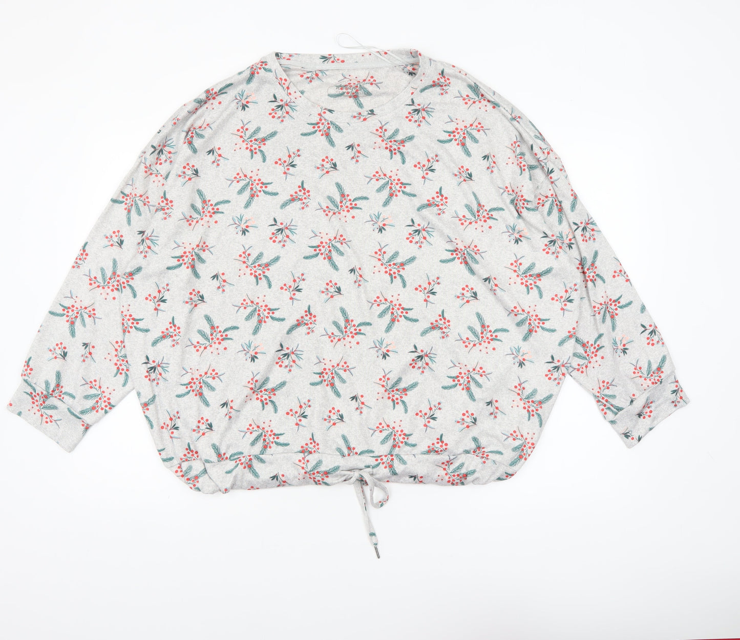 Nutmeg Women's Grey Floral Long Sleeve Pyjama Top Size 20