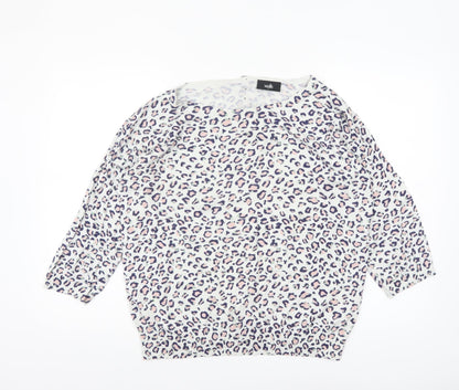 Wallis Women’s Multicoloured Leopard Knit Jumper L 3/4 Sleeve Pullover
