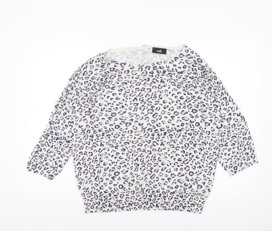 Wallis Women’s Multicoloured Leopard Knit Jumper L 3/4 Sleeve Pullover