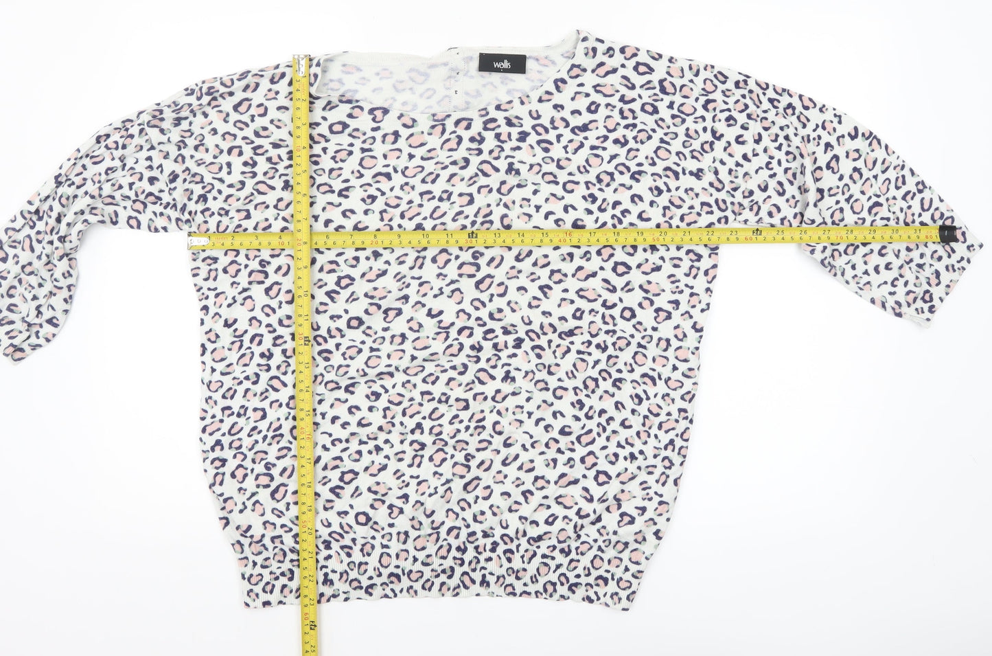 Wallis Women’s Multicoloured Leopard Knit Jumper L 3/4 Sleeve Pullover