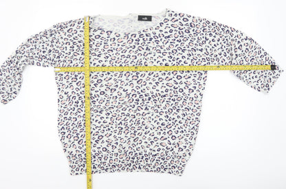 Wallis Women’s Multicoloured Leopard Knit Jumper L 3/4 Sleeve Pullover