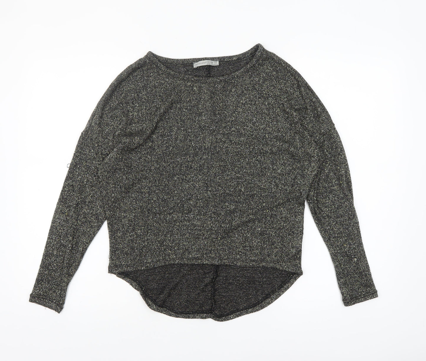 Atmosphere Womens Grey Metallic Long Sleeve Relaxed Knit Jumper Size 8
