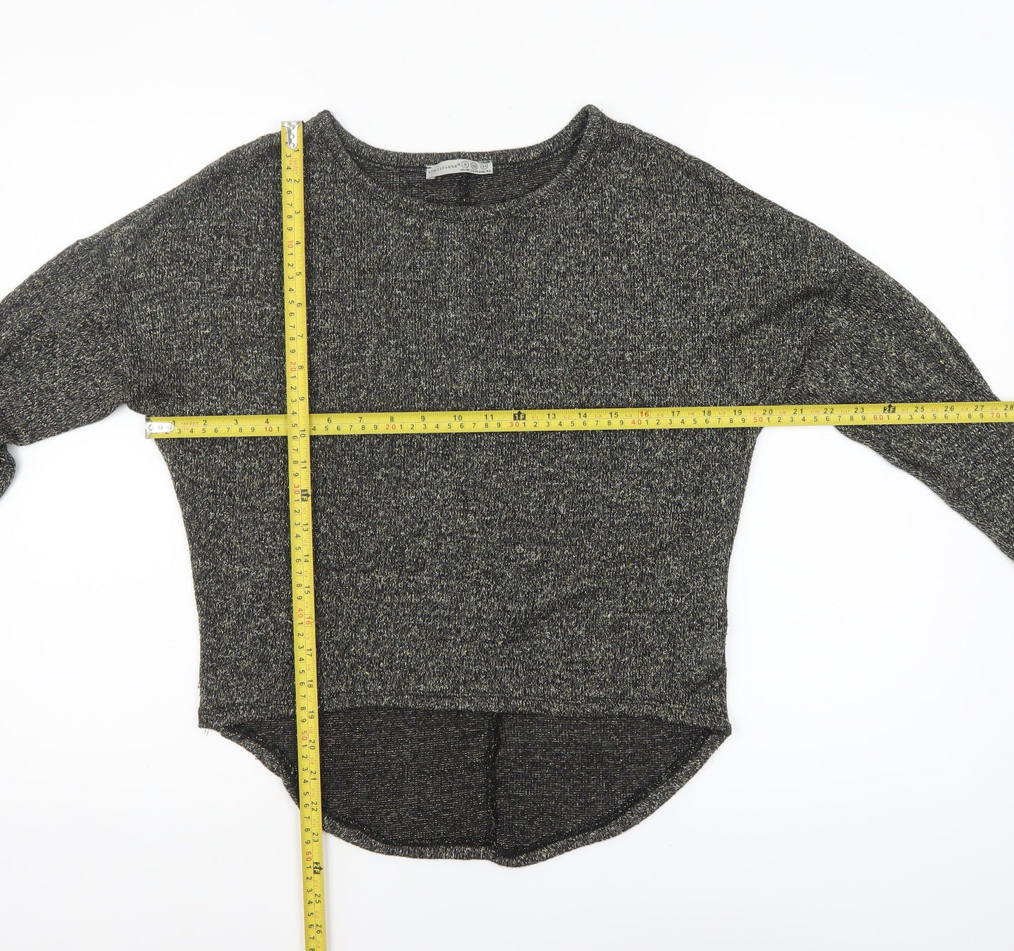 Atmosphere Womens Grey Metallic Long Sleeve Relaxed Knit Jumper Size 8