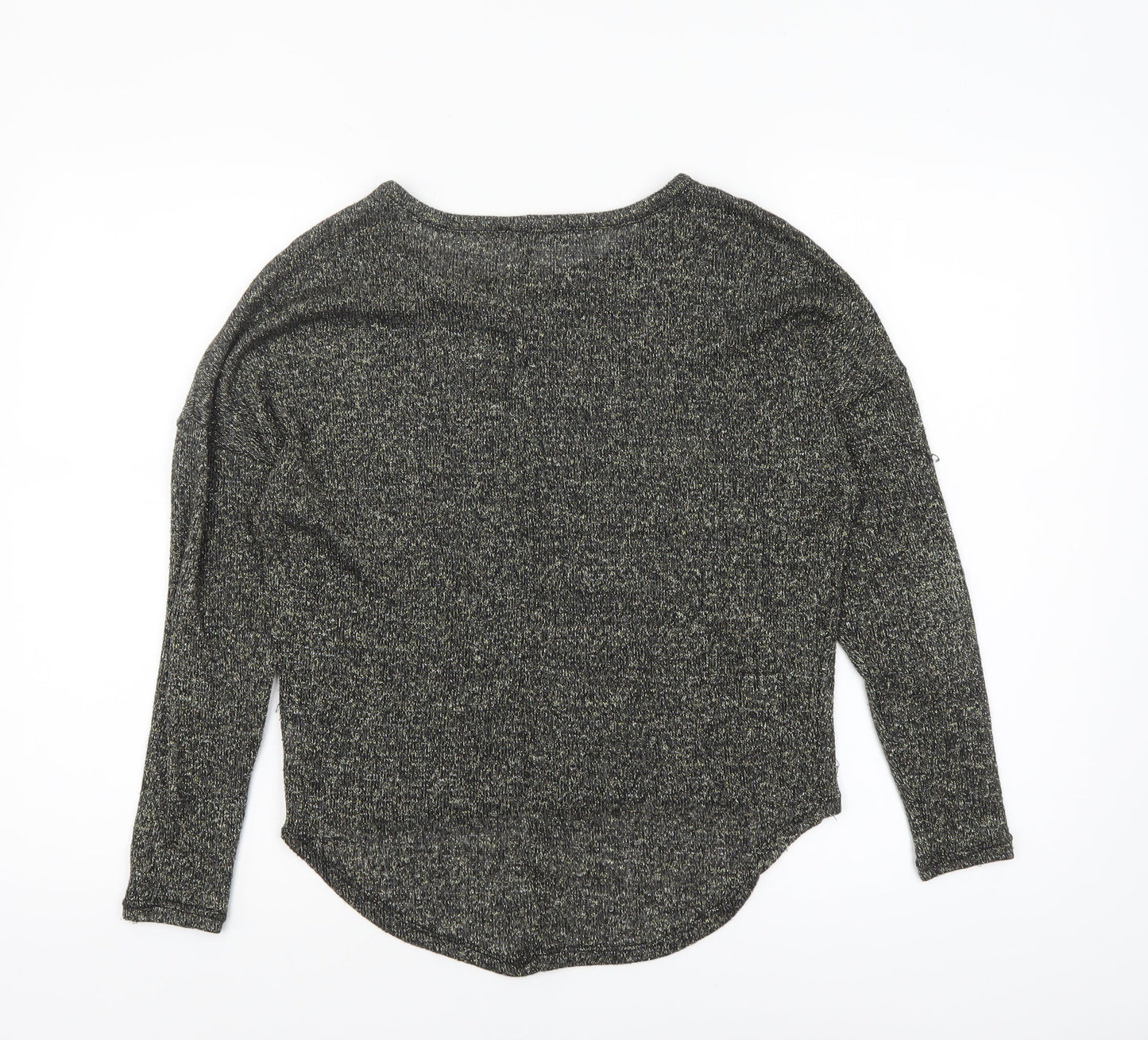 Atmosphere Womens Grey Metallic Long Sleeve Relaxed Knit Jumper Size 8
