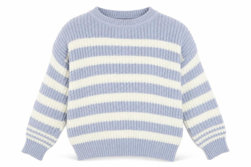 Nutmeg Women Blue White Striped Chunky Knit Pullover Jumper Size 16/18