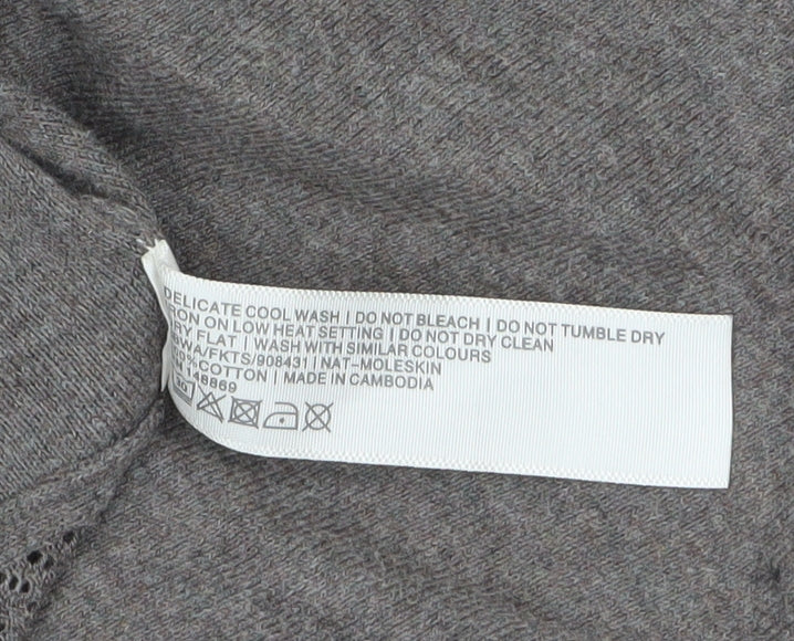 FatFace Women’s Brown Long Sleeve Open Knit Cotton Cardigan Size 12