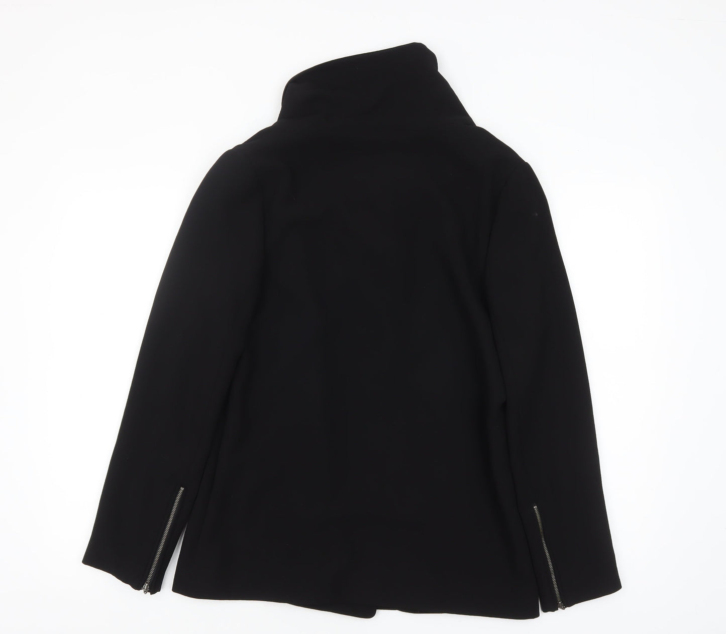 Next Women's Black Biker Jacket Size 10 Zip Detail Classic Style